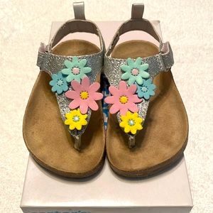 Silver glitter toddler girl sandals size 6